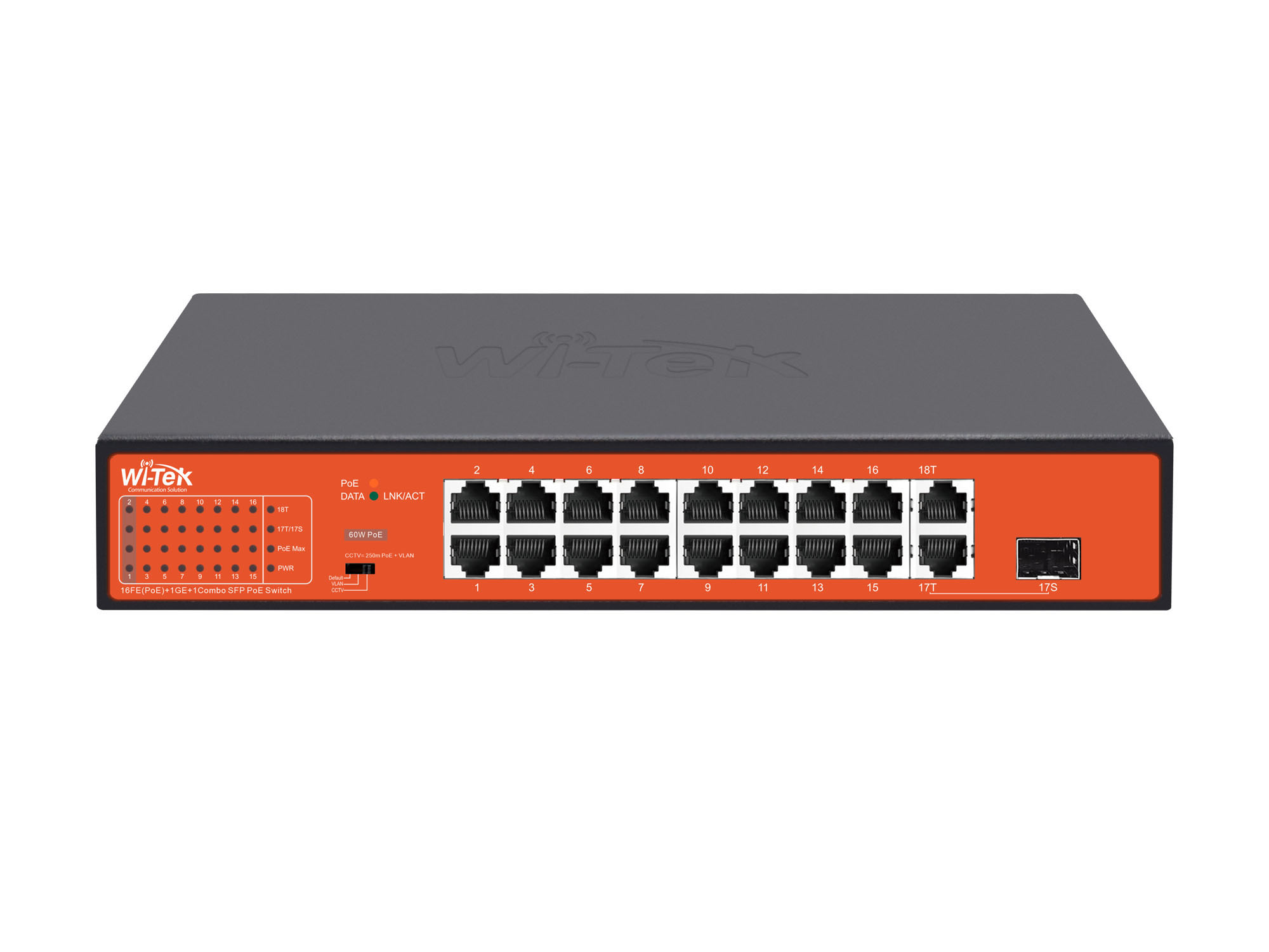 Коммутатор 16 PoE портов Wi-Tek WI-PS518G (v4)